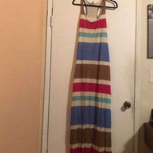 Cotton multi stripe maxi dress